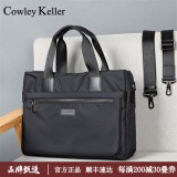 Cowley Keller商务公文包男士手提包大容量电脑包通勤出差公务包斜挎包律师包男 CK黑色 38*9*28cm 14英寸