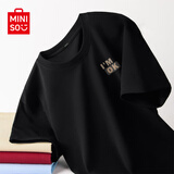 名创优品（MINISO）短袖t恤男士夏季潮牌半袖2026新款正肩纯棉休闲上衣服 黑 L