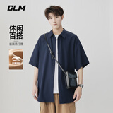 GLM衬衫男夏季短袖韩版宽松透气美式潮流百搭休闲半袖港风免烫衬衫