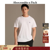 ABERCROMBIE & FITCH男装女装情侣装 经典小麋鹿圆领宽松短袖黑色多色T恤KI124-9135 白色 XL  (180/116A)