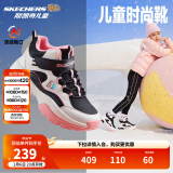 Skechers斯凯奇男女童棉鞋儿童雪地靴冬季厚实保暖中帮大童二棉鞋8701648L 女童-鞋口加绒/黑/白/粉红/BKWP 34