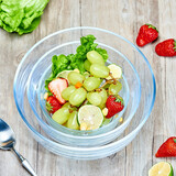 莫依冉纳钢化玻璃碗微波炉汤碗水果沙拉碗杰之蓝家用饭碗打蛋碗餐具  大中小三件套（透明钢化）