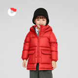 保姆鹅儿童羽绒服中长款加厚防寒外套宝宝中大童保暖冬装[NM2438] 中国红 150