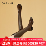 达芙妮（DAPHNE）长靴女秋冬高筒靴粗跟皮单靴长筒不过膝骑士靴新款冬季加绒保暖 棕色 加绒 跟高4.8cm 37 (235mm)