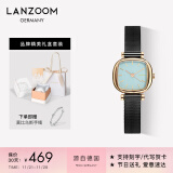 LANZOOM蓝族黑金小方糖手表女ins风腕表复古小方表送女友生日礼物送妈妈 【可代写贺卡】臻蓝小方糖