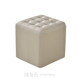 孜度 欧式小凳子家用沙发凳搁脚凳皮凳换鞋凳矮凳坐墩时尚创意圆凳子 灰色大号方凳（37*37*40cm）