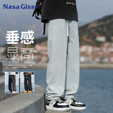 NASA GISS官方潮牌联名牛仔裤男宽松复古美式高街潮流休闲长裤 浅蓝 L 
