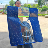 尔行电动摩托车前挡风板踏板防晒电瓶车防风被透明挡雨罩骑手四季通用 常规款—蓝色挡风板