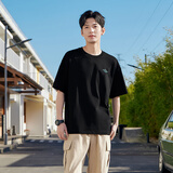 361°运动短袖男女同款夏季透气宽松棉印花t恤休闲圆领上衣 超级黑9115D XL