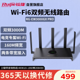 锐捷（Ruijie）千兆WiFi6家用无线路由 黑武士RG-EW3000GX PRO 双频3000M 160M频宽 双WAN口 MESH组网