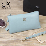 chongsukei小&ck头层牛皮手拿包女包2025新款零钱包长款气质软皮真皮小手包 浅蓝色