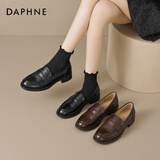 达芙妮英伦风乐福鞋女加绒秋冬季2025新款软底皮小鞋不累脚女配裙子单鞋