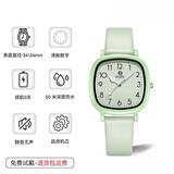 小米部依初中生高中学生考试专用表女款只看时间青少年女生静音夜光石英手表 绿色