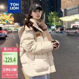 唐狮（TonLion）2024连帽面包服女棉服休闲 米白 S