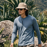 灰壳户外男美利奴羊毛速干衣100%美丽诺打底衫长袖登山运动贴身内衣 银灰蓝 -180克重-16.5微米 S推荐120-140斤