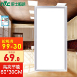 雷士（NVC） 集成吊顶灯30*30*60 led吸顶灯厨房灯卫生间嵌入式平板灯面板灯 银色边框 60*30cm 24瓦 白光