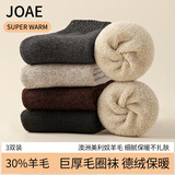 JOAE【30%羊毛】美利奴加厚毛圈男士袜子男秋冬德绒保暖睡眠地板袜