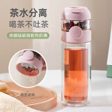 象普茶水分离泡茶杯双层玻璃杯男女高档家用办公室水杯便携车载直饮杯 【270ML】猪猪粉