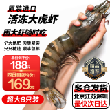 尝鲜生 超大黑虎虾越南进口巨型特大虾金刚虾海鲜 斑节对虾老虎虾 超大8只装 800g(净重)  长22-25cm