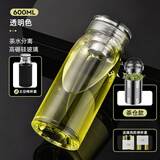 恩尔美（nRMEi）茶杯茶水分离玻璃水杯大容量男士泡茶杯高硼硅耐高温便携水杯子 【茶仓+防烫杯套/皮圈】 600ml