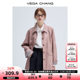 VEGA CHANG皮衣女款2025年新款春秋美式复古中长款PU皮外套 橡皮粉 M