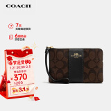 蔻驰（COACH）【品牌直供】女士深棕色配黑PVC零钱包F58035IMAA8