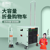 喜路仕购物车买菜手拉车超市箱体小推车老人户外露营拖车BY06-W清新绿