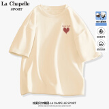 La Chapelle Sport拉夏贝尔短袖女夏季百搭休闲简约韩版时尚运动透气潮流t恤女装 奶白色(爱艺心胸标) L /165（推荐115-130斤）
