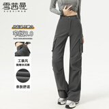 雪茜曼美式工装微喇裤女秋季新款酷飒辣妹显瘦休闲高腰窄版直筒马蹄裤