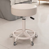 北风之恋吧台椅升降椅高脚凳酒吧椅前台收银台椅子美容旋转椅家用化妆凳子 米白色【米白架-超静音轮】