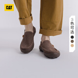 CAT卡特休闲皮鞋男鞋25新品一脚蹬薄皮轻量凉爽舒适通勤船鞋 棕色 44