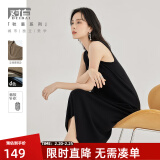 对白【杜鹃同款】法式慵懒针织连衣裙女2025新款通勤气质显瘦裙子 静谧黑 M