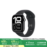 Apple/苹果 Watch Series 10 智能手表GPS款46毫米亮黑色铝金属表壳黑色运动型表带S/M MX263CH/B