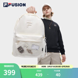 斐乐（FILA）FUSION潮牌背包情侣款双肩包女士包包大容量电脑包男士休闲书包 玉米白-IV XS