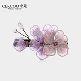 奢蔻（Cercoo）绣蝶花语系列发夹横夹发饰盘发夹子刺绣头花头饰发卡