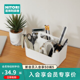 NITORI宜得利家居 桌面收纳盒台面整理梳妆台置物手提N塑料收纳篮 白色