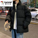 啄木鸟棉服男棉衣秋冬季潮流加厚外套男士衣服秋冬装潮流面包服男装 黑色 XL