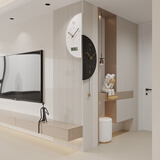 普赛克2025新款现代简约客厅拐角双面挂钟家用静音转角时钟餐厅钟表挂墙 大号+万年历+无灯款【千城墨白】