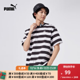 彪马（PUMA）官方 新款男女同款夏季休闲条纹短袖T恤 DOWNTOWN 630115 黑色-01 L(180/100A)