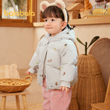 巴拉巴拉【官方正品】婴儿鹅绒羽绒服男童冬季女童短款外套保暖萌 白色调00311 90 cm 充绒量64g
