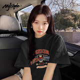 MJ STYLE纯棉短袖T恤男女2025年夏季宽松休闲百搭美式复古风辣妹半袖上衣