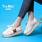 汤姆斯（Tt＆Mm）女鞋2025春季新款厚底帆布鞋女防臭休闲鞋增高休闲白色松糕单鞋 白色 36