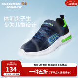 Skechers斯凯奇儿童运动鞋春秋女童魔术贴休闲鞋中大童轻质跑步鞋303601L 403723L海军蓝色/柠檬色/NVLM 28.5