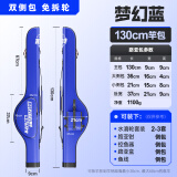 黑鳍路亚包多功能硬壳便携式大肚钓鱼竿包海杆矶钓海竿专用渔具包 1.3米蓝PU硬壳路亚包【双侧兜】 防水大容量