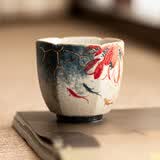 极素青花火石红描金手绘荷韵锦鲤陶瓷茶杯家用高档茶具主人杯茶水杯子 手绘荷韵_六方杯【简装】 129mL
