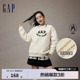 Gap男女装秋季款LOGO仿羊羔绒宽松廓形卫衣762596休闲上衣 米色 M (180/96A)