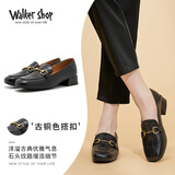 Walker Shop奥卡索休闲皮鞋女乐福鞋一脚蹬豆豆鞋女单鞋英伦风小皮鞋女123312