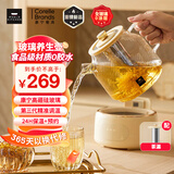 World Kitchen康宁全玻璃养生壶恒温壶煮茶壶煮茶器1L办公室家用花茶壶烧水壶电热水壶茶壶煮水壶（茶漏升级款）