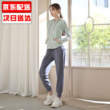 朵梵蓮（Duofanlian）晨跑步运动套装春夏季户外健身房瑜伽服女套装速干衣宽松健身服女 2绿色外套+K12蓝灰色长裤 L 110-120斤