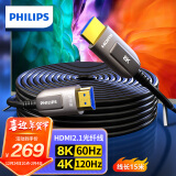 飞利浦（PHILIPS）HDMI2.1光纤线8K60Hz高清线家庭影院工程布线电脑机顶盒接电视投影仪视频连接线兼容HDMI2.0 15米